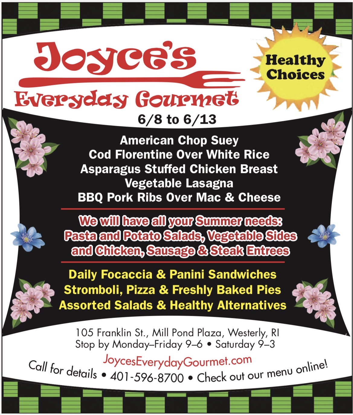 Joyces Everyday Gourmet Weekly Specials