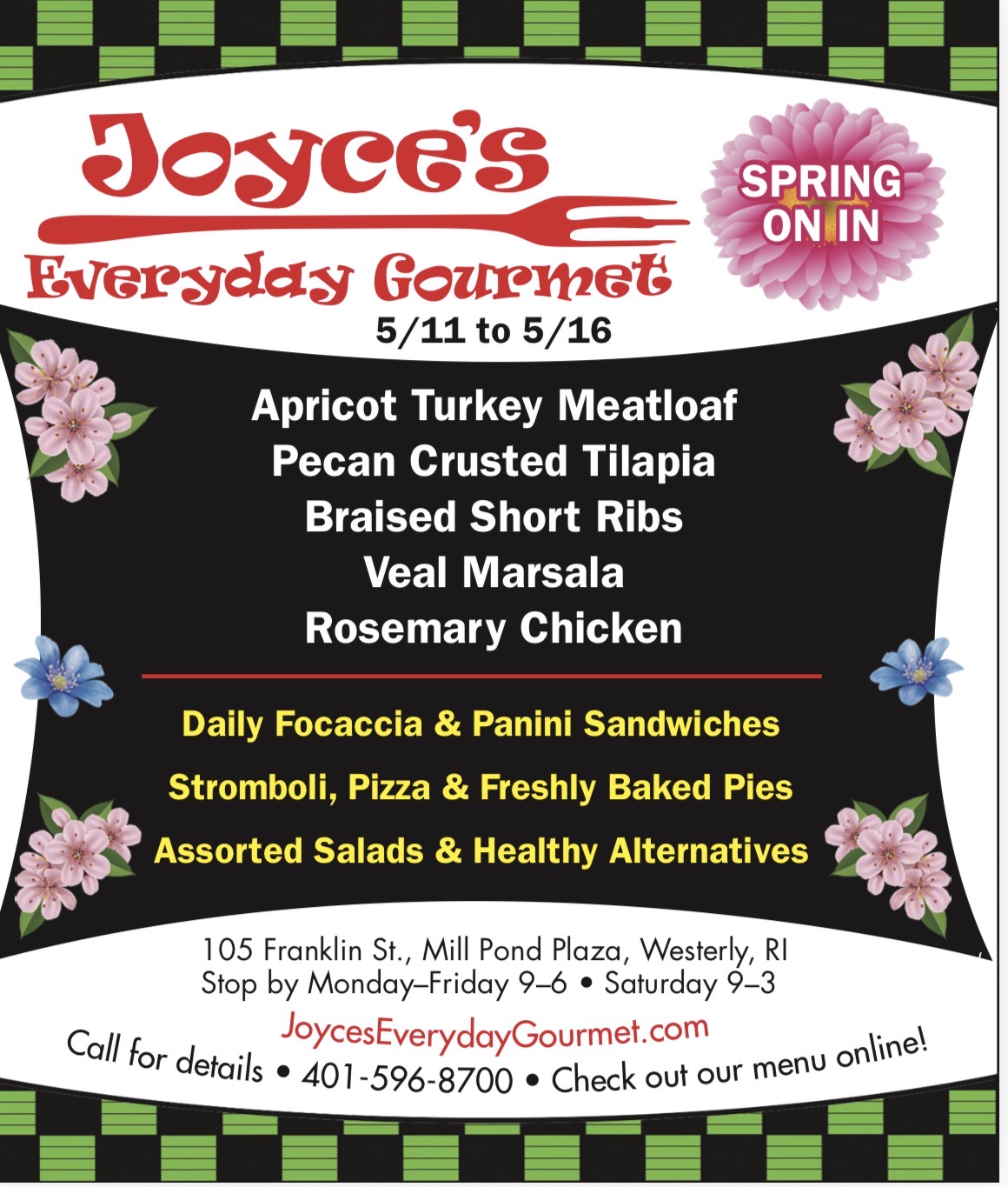 Joyces Everyday Gourmet Weekly Specials